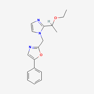 molecular formula C17H19N3O2 B7630931 2-[[2-(1-Ethoxyethyl)imidazol-1-yl]methyl]-5-phenyl-1,3-oxazole 