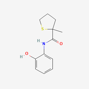 molecular formula C12H15NO2S B7630948 N-(2-hydroxyphenyl)-2-methylthiolane-2-carboxamide 
