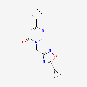molecular formula C14H16N4O2 B7630967 6-Cyclobutyl-3-[(5-cyclopropyl-1,2,4-oxadiazol-3-yl)methyl]pyrimidin-4-one 