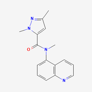 molecular formula C16H16N4O B7630975 N,2,5-trimethyl-N-quinolin-5-ylpyrazole-3-carboxamide 