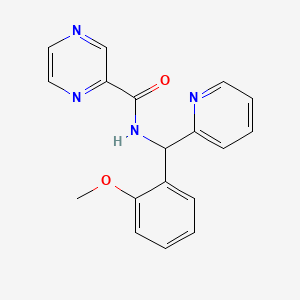 molecular formula C18H16N4O2 B7630982 N-[(2-methoxyphenyl)-pyridin-2-ylmethyl]pyrazine-2-carboxamide 