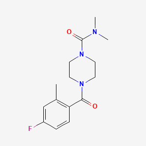 molecular formula C15H20FN3O2 B7630998 4-(4-fluoro-2-methylbenzoyl)-N,N-dimethylpiperazine-1-carboxamide 