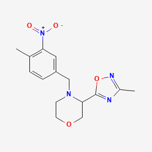 molecular formula C15H18N4O4 B7631063 4-[(4-Methyl-3-nitrophenyl)methyl]-3-(3-methyl-1,2,4-oxadiazol-5-yl)morpholine 