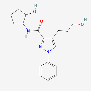 molecular formula C18H23N3O3 B7631079 N-(2-hydroxycyclopentyl)-4-(3-hydroxypropyl)-1-phenylpyrazole-3-carboxamide 