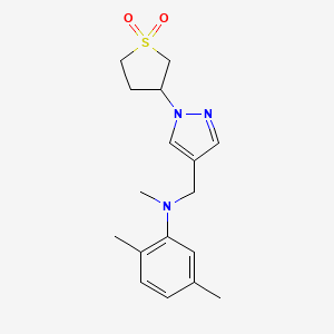 molecular formula C17H23N3O2S B7631095 N-[[1-(1,1-dioxothiolan-3-yl)pyrazol-4-yl]methyl]-N,2,5-trimethylaniline 