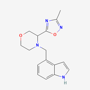 molecular formula C16H18N4O2 B7631110 4-(1H-indol-4-ylmethyl)-3-(3-methyl-1,2,4-oxadiazol-5-yl)morpholine 