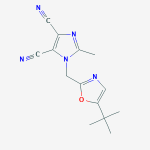 molecular formula C14H15N5O B7631124 1-[(5-Tert-butyl-1,3-oxazol-2-yl)methyl]-2-methylimidazole-4,5-dicarbonitrile 