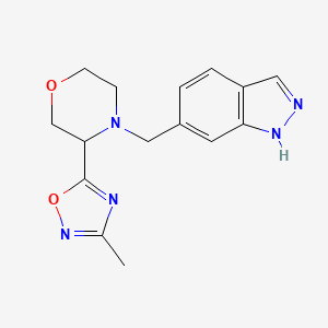 molecular formula C15H17N5O2 B7631126 4-(1H-indazol-6-ylmethyl)-3-(3-methyl-1,2,4-oxadiazol-5-yl)morpholine 
