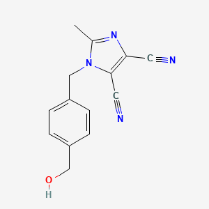 molecular formula C14H12N4O B7631137 1-[[4-(Hydroxymethyl)phenyl]methyl]-2-methylimidazole-4,5-dicarbonitrile 