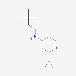 molecular formula C14H27NO B7631182 2-cyclopropyl-N-(3,3-dimethylbutyl)oxan-4-amine 