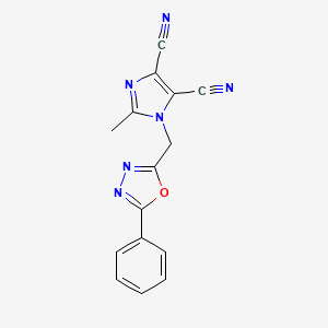 molecular formula C15H10N6O B7631187 2-Methyl-1-[(5-phenyl-1,3,4-oxadiazol-2-yl)methyl]imidazole-4,5-dicarbonitrile 