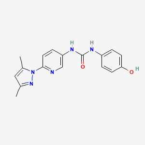 molecular formula C17H17N5O2 B7631211 1-[6-(3,5-Dimethylpyrazol-1-yl)pyridin-3-yl]-3-(4-hydroxyphenyl)urea 