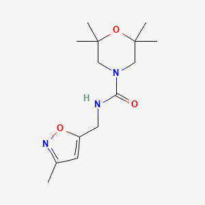 molecular formula C14H23N3O3 B7631226 2,2,6,6-tetramethyl-N-[(3-methyl-1,2-oxazol-5-yl)methyl]morpholine-4-carboxamide 