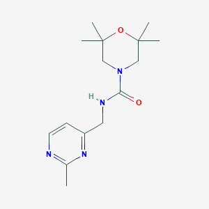 molecular formula C15H24N4O2 B7631231 2,2,6,6-tetramethyl-N-[(2-methylpyrimidin-4-yl)methyl]morpholine-4-carboxamide 