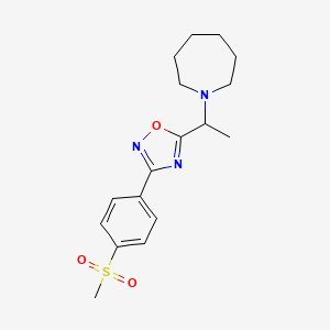 molecular formula C17H23N3O3S B7631239 5-[1-(Azepan-1-yl)ethyl]-3-(4-methylsulfonylphenyl)-1,2,4-oxadiazole 