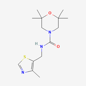 molecular formula C14H23N3O2S B7631262 2,2,6,6-tetramethyl-N-[(4-methyl-1,3-thiazol-5-yl)methyl]morpholine-4-carboxamide 