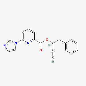 molecular formula C19H15N3O2 B7631281 1-Phenylbut-3-yn-2-yl 6-imidazol-1-ylpyridine-2-carboxylate 