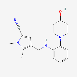 molecular formula C19H24N4O B7631285 4-[[2-(4-Hydroxypiperidin-1-yl)anilino]methyl]-1,5-dimethylpyrrole-2-carbonitrile 