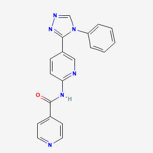 molecular formula C19H14N6O B7631335 N-[5-(4-phenyl-1,2,4-triazol-3-yl)pyridin-2-yl]pyridine-4-carboxamide 