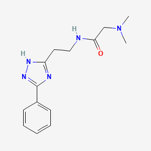 molecular formula C14H19N5O B7631359 2-(dimethylamino)-N-[2-(3-phenyl-1H-1,2,4-triazol-5-yl)ethyl]acetamide 