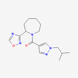 molecular formula C16H23N5O2 B7631394 [1-(2-Methylpropyl)pyrazol-4-yl]-[2-(1,2,4-oxadiazol-3-yl)azepan-1-yl]methanone 