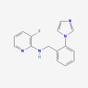 molecular formula C15H13FN4 B7631395 3-fluoro-N-[(2-imidazol-1-ylphenyl)methyl]pyridin-2-amine 