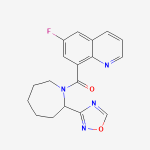 molecular formula C18H17FN4O2 B7631403 (6-Fluoroquinolin-8-yl)-[2-(1,2,4-oxadiazol-3-yl)azepan-1-yl]methanone 