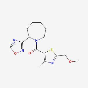 molecular formula C15H20N4O3S B7631405 [2-(Methoxymethyl)-4-methyl-1,3-thiazol-5-yl]-[2-(1,2,4-oxadiazol-3-yl)azepan-1-yl]methanone 