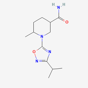 6-Methyl-1-(3-propan-2-yl-1,2,4-oxadiazol-5-yl)piperidine-3-carboxamide