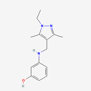 molecular formula C14H19N3O B7631430 3-[(1-Ethyl-3,5-dimethylpyrazol-4-yl)methylamino]phenol 