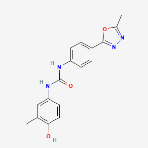 molecular formula C17H16N4O3 B7631448 1-(4-Hydroxy-3-methylphenyl)-3-[4-(5-methyl-1,3,4-oxadiazol-2-yl)phenyl]urea 