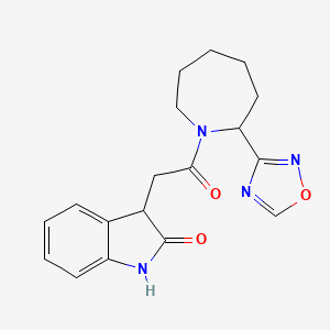 molecular formula C18H20N4O3 B7631450 3-[2-[2-(1,2,4-Oxadiazol-3-yl)azepan-1-yl]-2-oxoethyl]-1,3-dihydroindol-2-one 