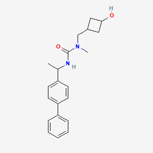 molecular formula C21H26N2O2 B7631482 1-[(3-Hydroxycyclobutyl)methyl]-1-methyl-3-[1-(4-phenylphenyl)ethyl]urea 