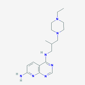 molecular formula C17H27N7 B7631484 4-N-[3-(4-ethylpiperazin-1-yl)-2-methylpropyl]pyrido[2,3-d]pyrimidine-4,7-diamine 