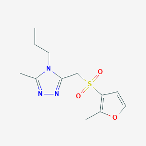molecular formula C12H17N3O3S B7631521 3-Methyl-5-[(2-methylfuran-3-yl)sulfonylmethyl]-4-propyl-1,2,4-triazole 