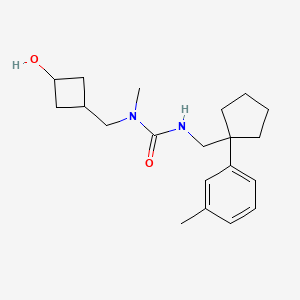 molecular formula C20H30N2O2 B7631529 1-[(3-Hydroxycyclobutyl)methyl]-1-methyl-3-[[1-(3-methylphenyl)cyclopentyl]methyl]urea 