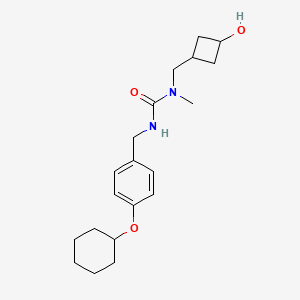 molecular formula C20H30N2O3 B7631544 3-[(4-Cyclohexyloxyphenyl)methyl]-1-[(3-hydroxycyclobutyl)methyl]-1-methylurea 