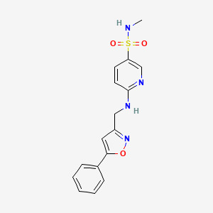 molecular formula C16H16N4O3S B7631558 N-methyl-6-[(5-phenyl-1,2-oxazol-3-yl)methylamino]pyridine-3-sulfonamide 