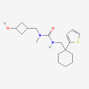 molecular formula C18H28N2O2S B7631567 1-[(3-Hydroxycyclobutyl)methyl]-1-methyl-3-[(1-thiophen-2-ylcyclohexyl)methyl]urea 