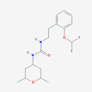 molecular formula C17H24F2N2O3 B7631609 1-[2-[2-(Difluoromethoxy)phenyl]ethyl]-3-(2,6-dimethyloxan-4-yl)urea 