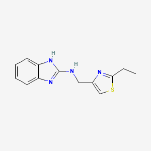 molecular formula C13H14N4S B7631626 N-[(2-ethyl-1,3-thiazol-4-yl)methyl]-1H-benzimidazol-2-amine 