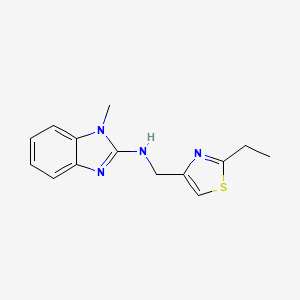 molecular formula C14H16N4S B7631646 N-[(2-ethyl-1,3-thiazol-4-yl)methyl]-1-methylbenzimidazol-2-amine 