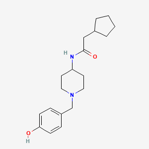 molecular formula C19H28N2O2 B7631653 2-cyclopentyl-N-[1-[(4-hydroxyphenyl)methyl]piperidin-4-yl]acetamide 
