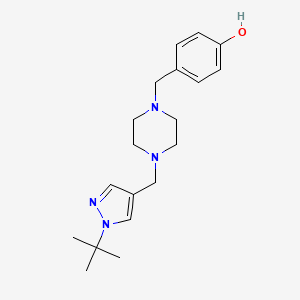 molecular formula C19H28N4O B7631661 4-[[4-[(1-Tert-butylpyrazol-4-yl)methyl]piperazin-1-yl]methyl]phenol 