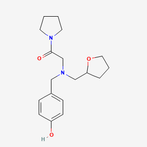 molecular formula C18H26N2O3 B7631665 2-[(4-Hydroxyphenyl)methyl-(oxolan-2-ylmethyl)amino]-1-pyrrolidin-1-ylethanone 