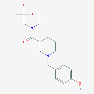 molecular formula C17H23F3N2O2 B7631670 N-ethyl-1-[(4-hydroxyphenyl)methyl]-N-(2,2,2-trifluoroethyl)piperidine-3-carboxamide 
