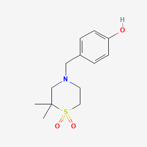 molecular formula C13H19NO3S B7631695 4-[(2,2-Dimethyl-1,1-dioxo-1,4-thiazinan-4-yl)methyl]phenol 
