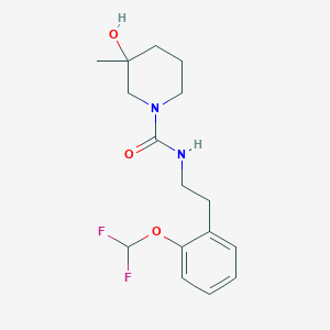 molecular formula C16H22F2N2O3 B7631698 N-[2-[2-(difluoromethoxy)phenyl]ethyl]-3-hydroxy-3-methylpiperidine-1-carboxamide 