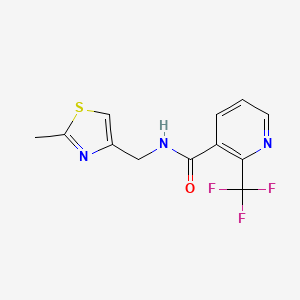 molecular formula C12H10F3N3OS B7631707 N-[(2-methyl-1,3-thiazol-4-yl)methyl]-2-(trifluoromethyl)pyridine-3-carboxamide 