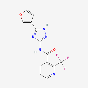 molecular formula C13H8F3N5O2 B7631708 N-[5-(furan-3-yl)-1H-1,2,4-triazol-3-yl]-2-(trifluoromethyl)pyridine-3-carboxamide 